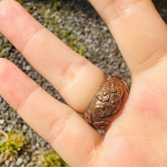 Pink Starburst Star Ruby Pitango Copper Ring Artisan Copper Statement Piece - Picture 5 of 6